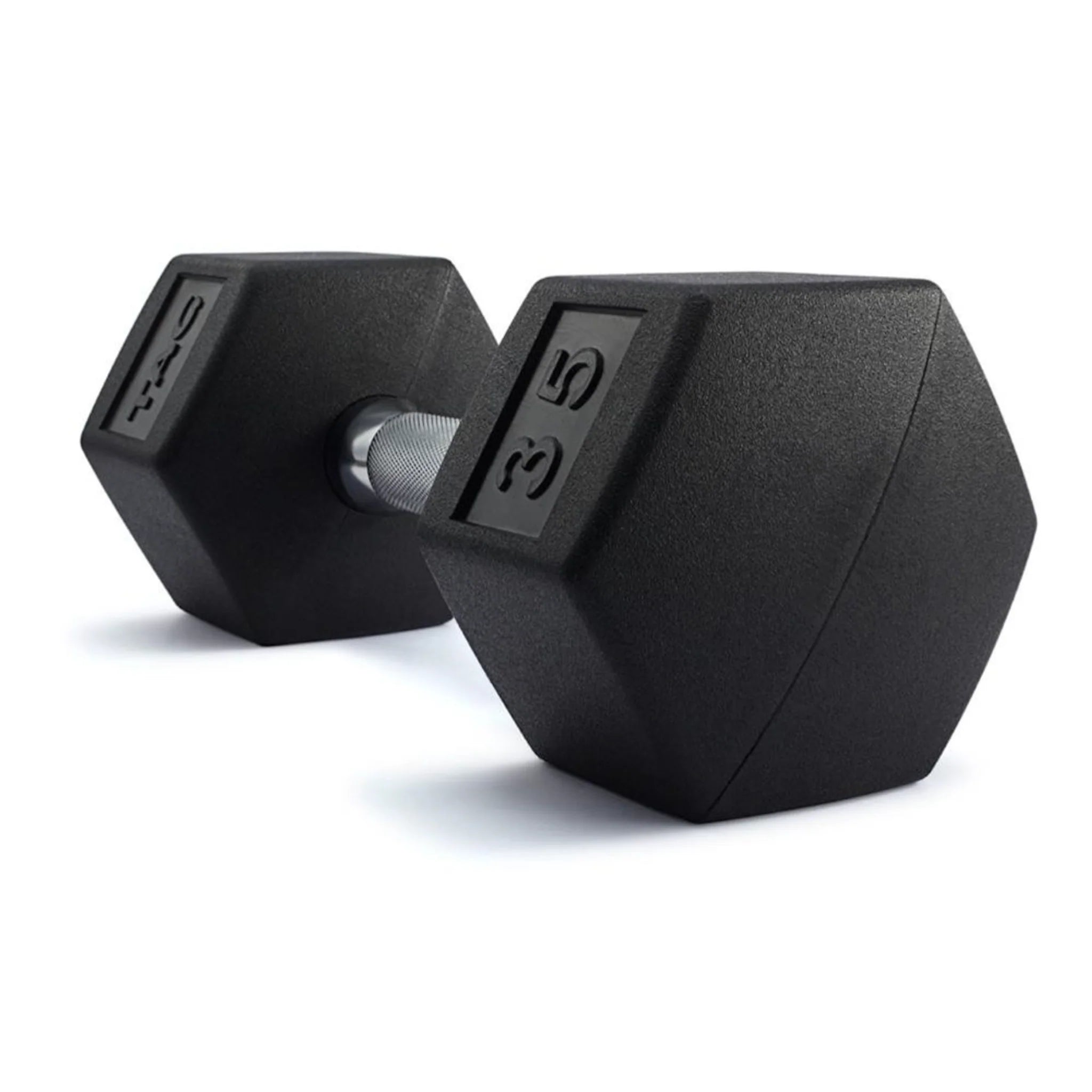 TAG Fitness (5-50 lb) Rubber Hex Dumbbells & Rack