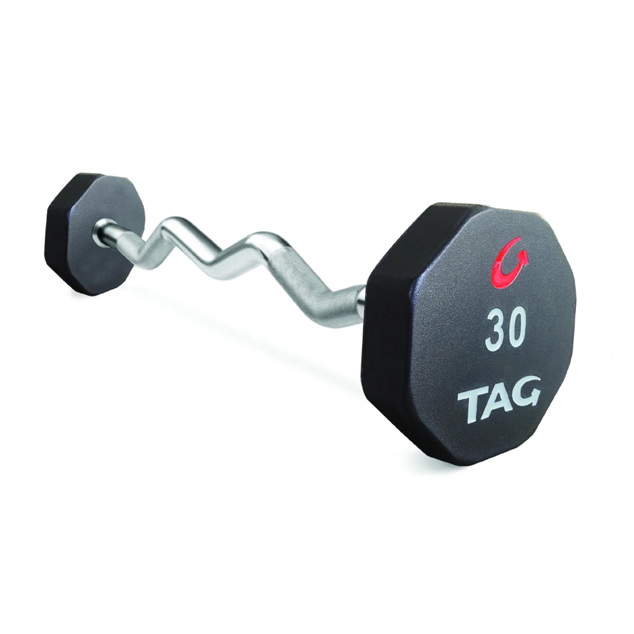 TAG 8-Sided Urethane Fixed Barbell with EZ Curl Handle (Complete Set)